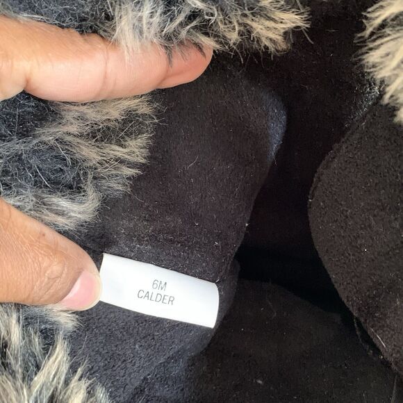 Women Lace Up Black Fur Trim Lined Winter Snow Boots Size 6 M Gray Khombu - Picture 10 of 16